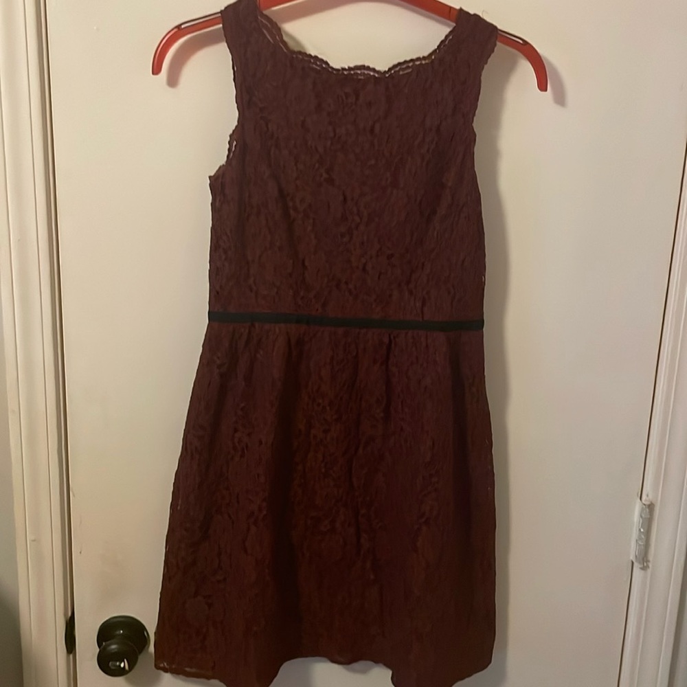 Loft, size 2, burgundy mini dress